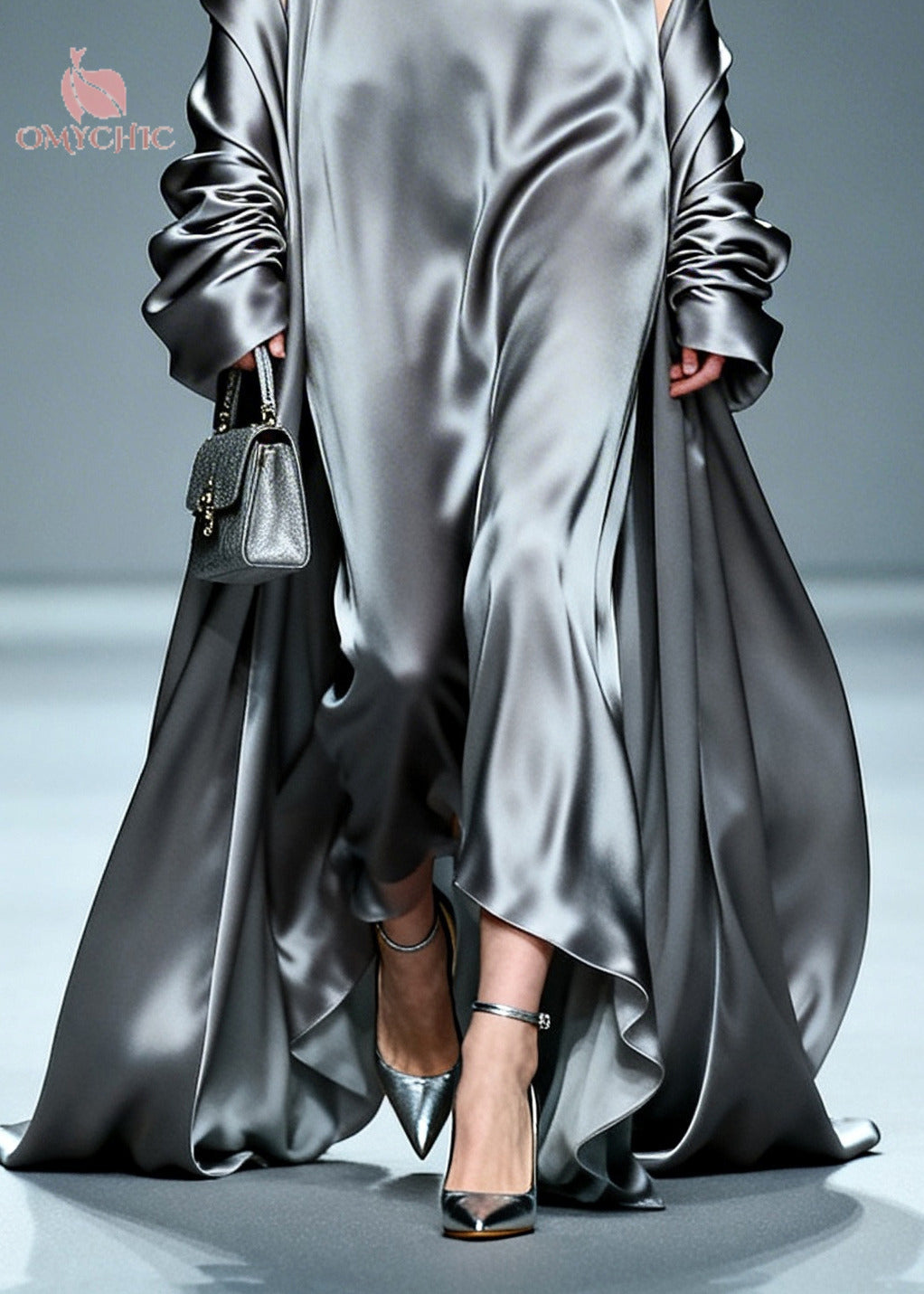 Beautiful Grey Ruffled Floral Silk Vacation Dresses Summer
