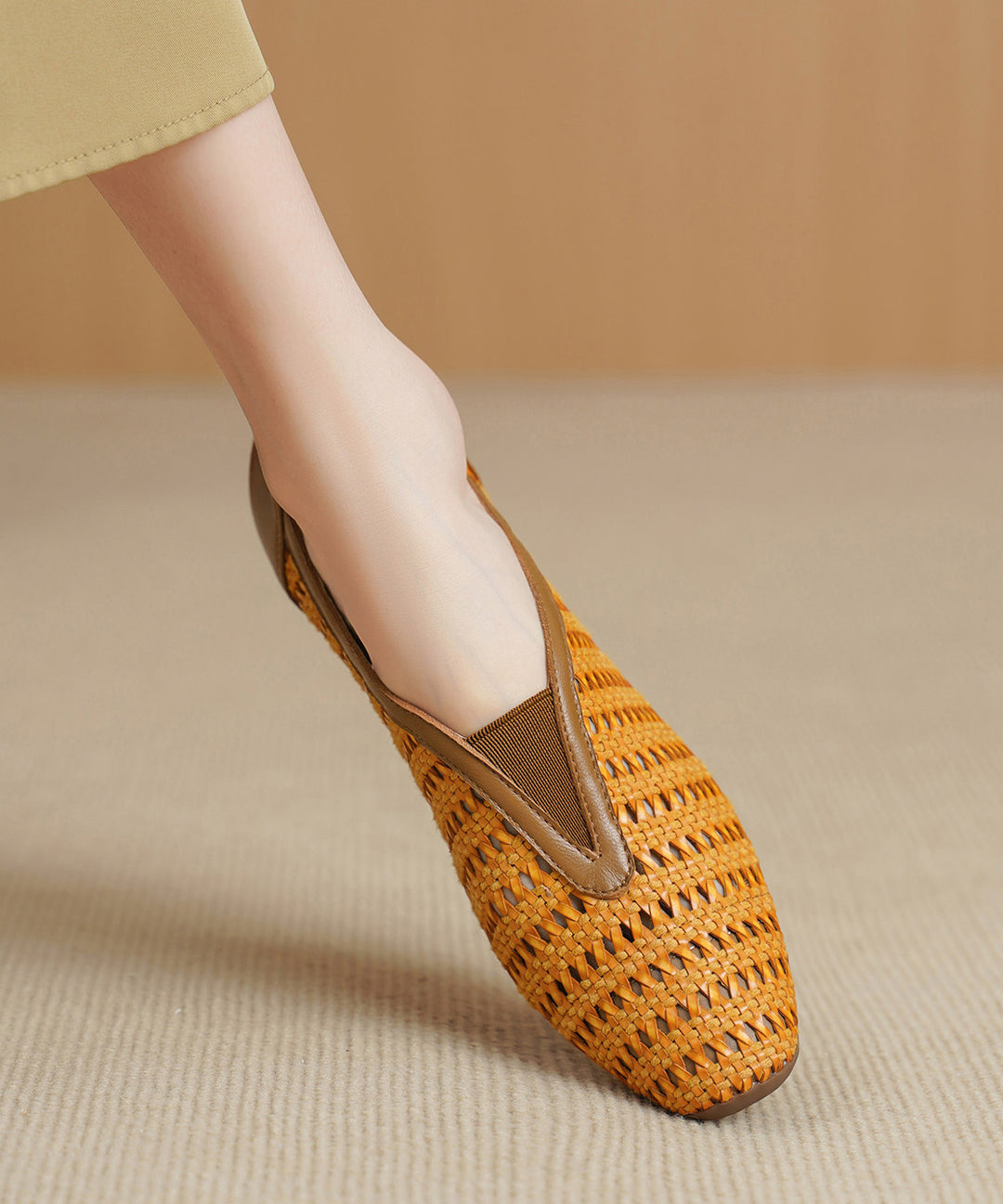 Beautiful Hollow Out Chunky Sandals Brown Sheepskin