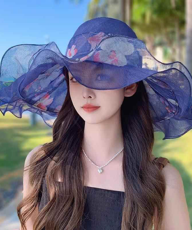 Beautiful Light Pink Ruffled Print Floppy Sun Hat