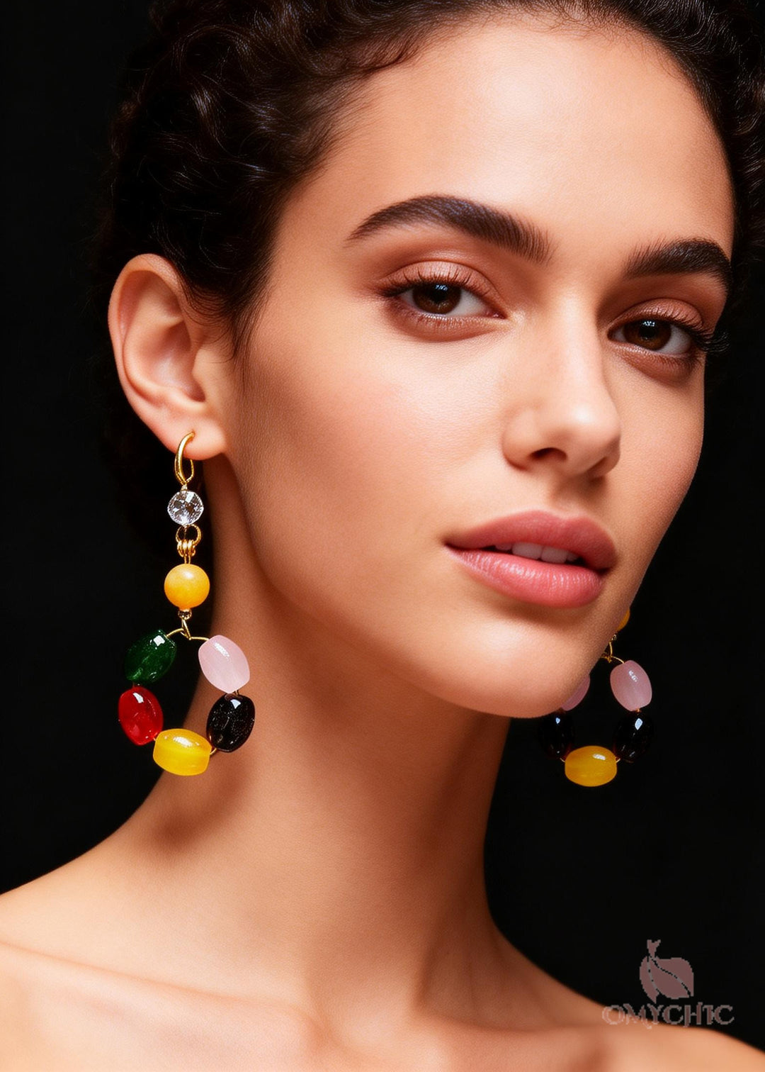 Beautiful Multicolour Gem Stone Fine Beeswax Drop Earring