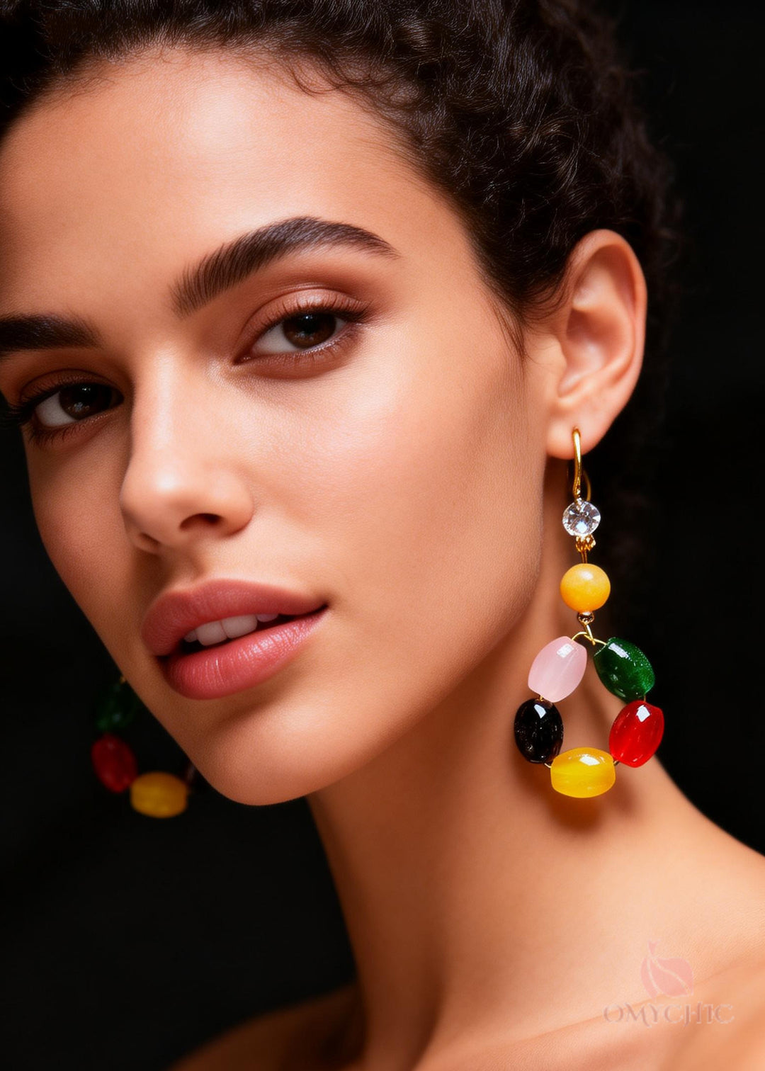 Beautiful Multicolour Gem Stone Fine Beeswax Drop Earring