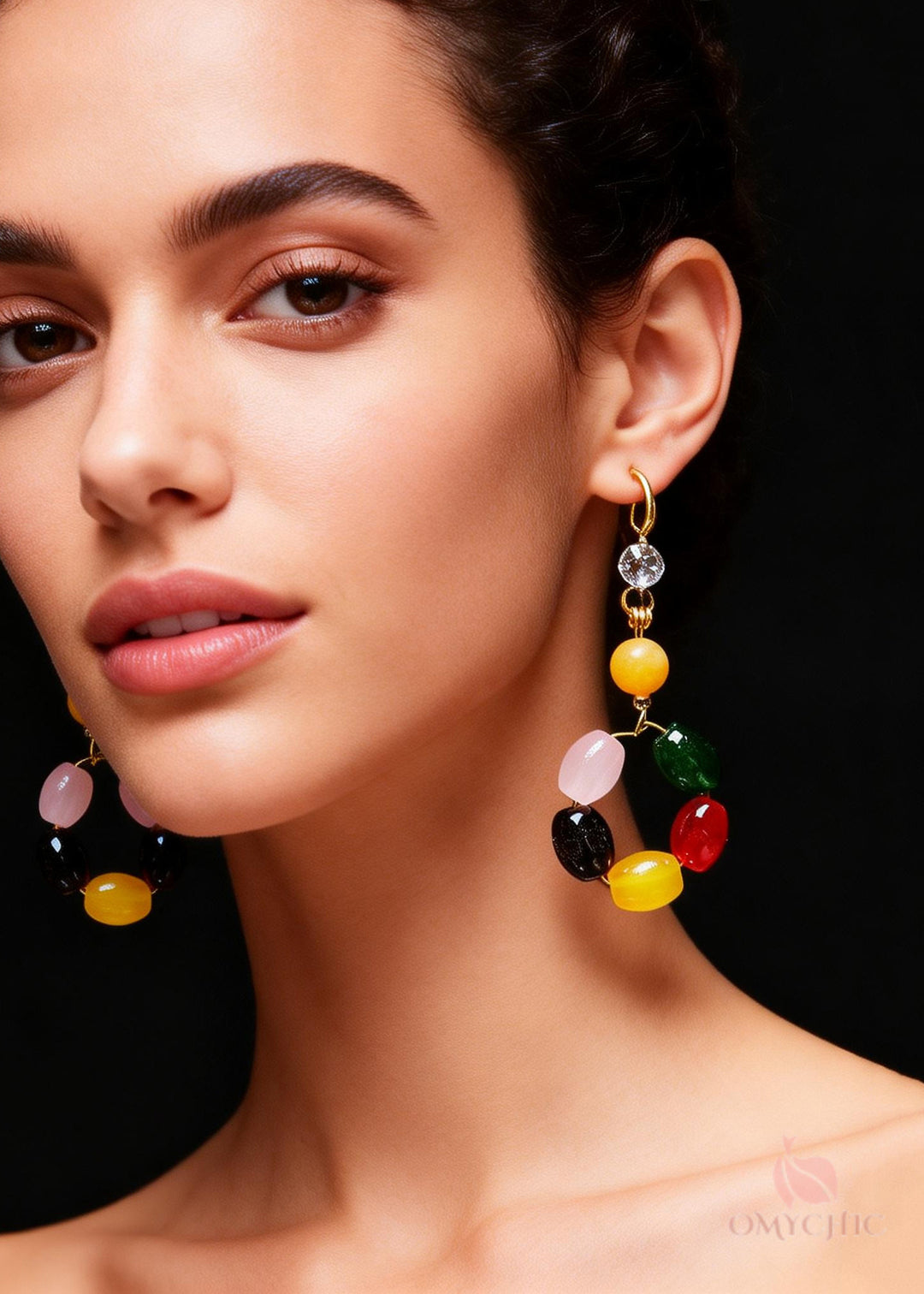 Beautiful Multicolour Gem Stone Fine Beeswax Drop Earring