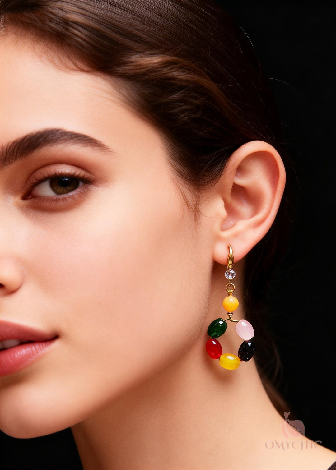 Beautiful Multicolour Gem Stone Fine Beeswax Drop Earring