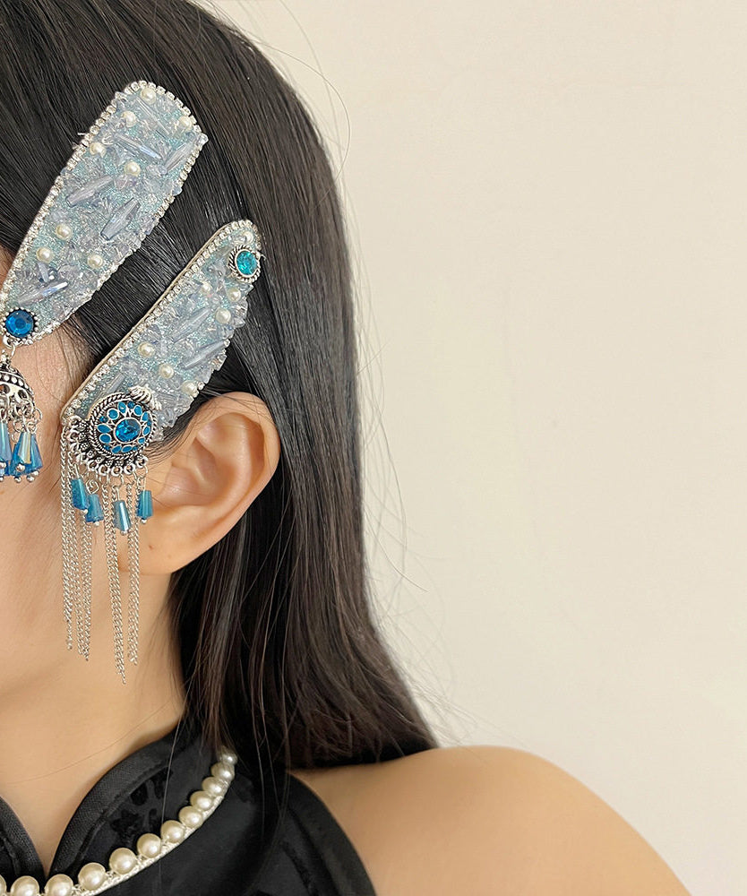 Beautiful Peacock Blue Tasseled Women Hairpin - Omychic