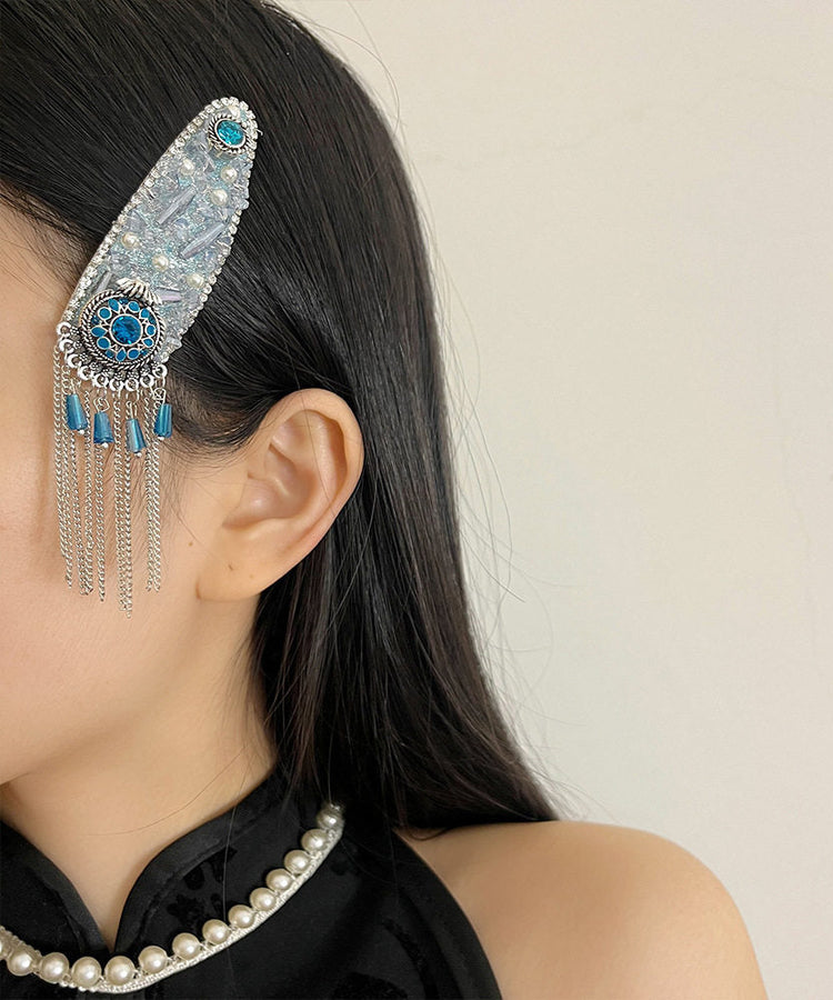 Beautiful Peacock Blue Tasseled Women Hairpin - Omychic