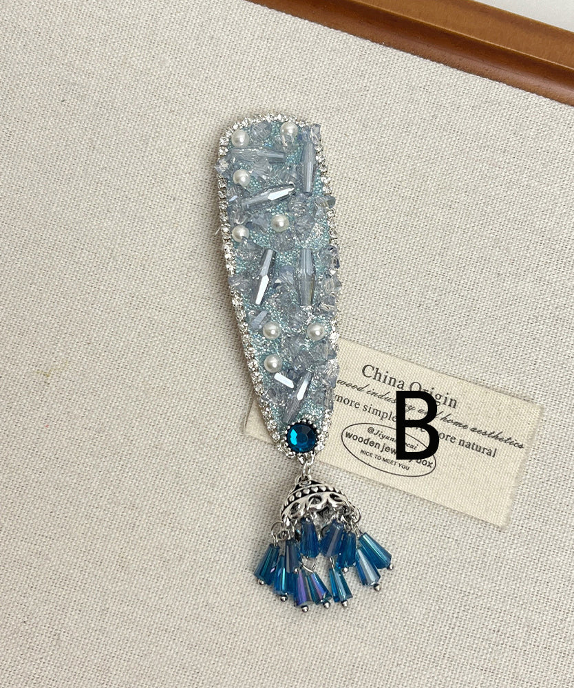 Beautiful Peacock Blue Tasseled Women Hairpin - Omychic