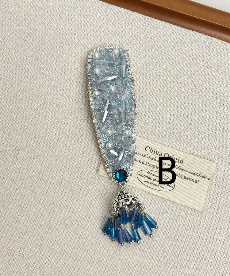 Beautiful Peacock Blue Tasseled Women Hairpin - Omychic