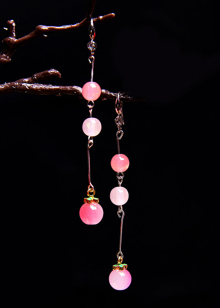 Beautiful Pink Beads Acrylic Tassels Drop Earrings - Omychic