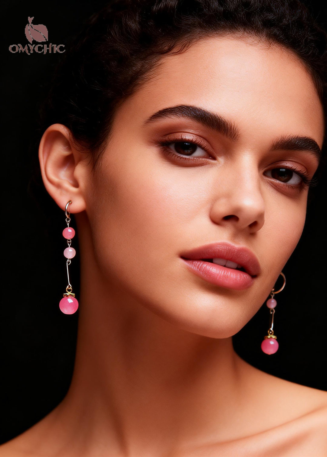 Beautiful Pink Beads Crystal Tassels Drop Earrings