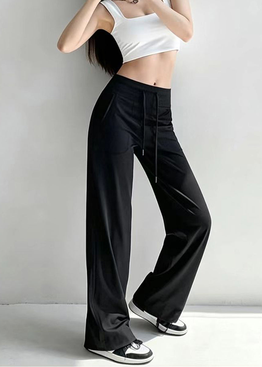 Beautiful Pink High Waist Drawstring Draping Tennis Straight Pants