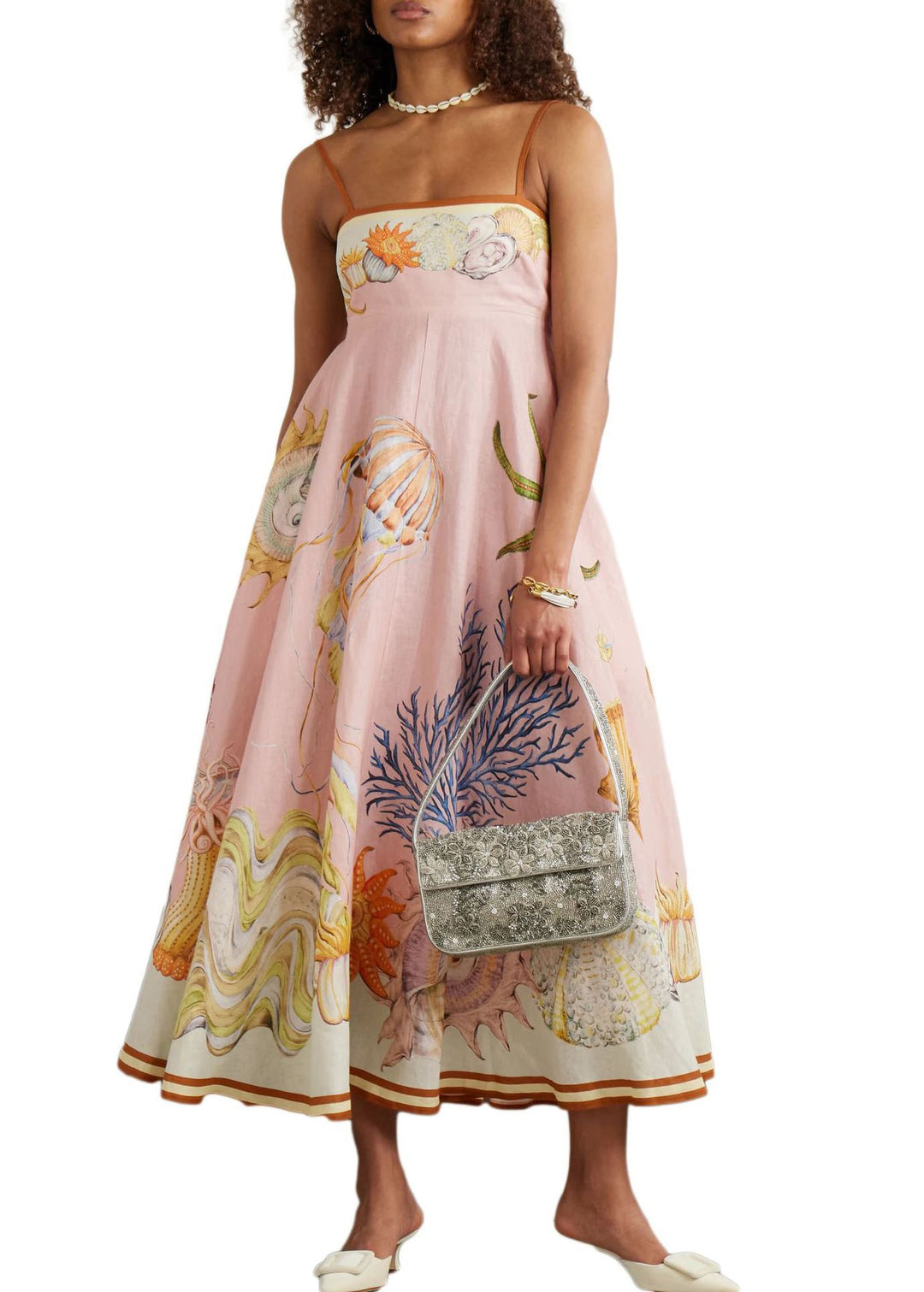 Beautiful Pink Print Maxi Spaghetti Strap Dresses Sleeveless