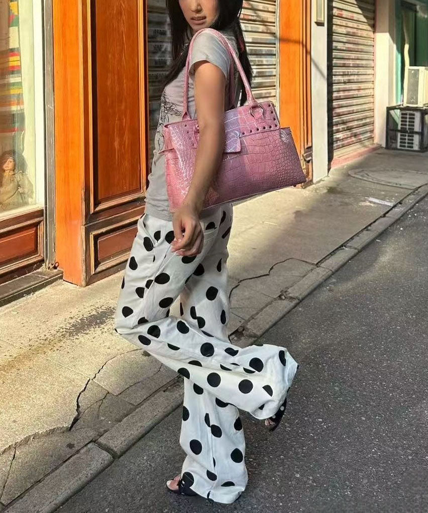 Beautiful Pink Rivet Solid Durable Faux Leather Shoulder Bags