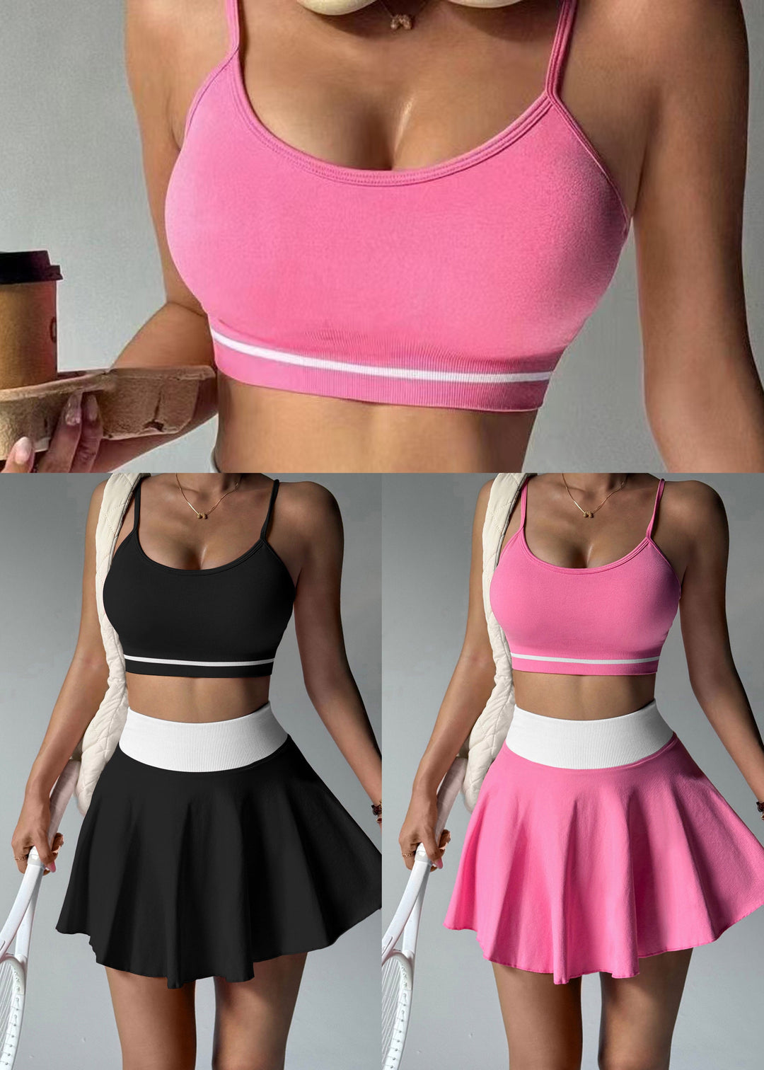 Beautiful Pink Tummy Control Cotton Sports Sets Two Piece Set