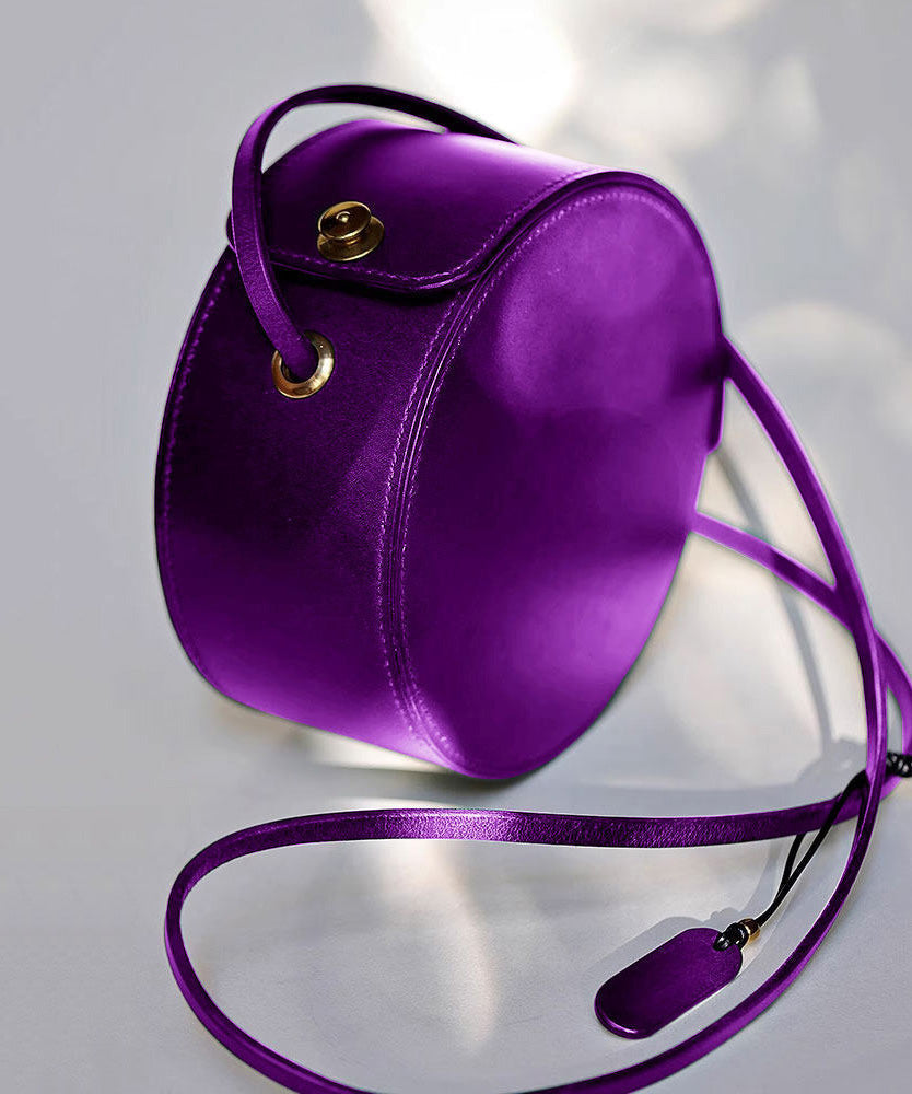 Beautiful Purple Calf Leather Round Bag