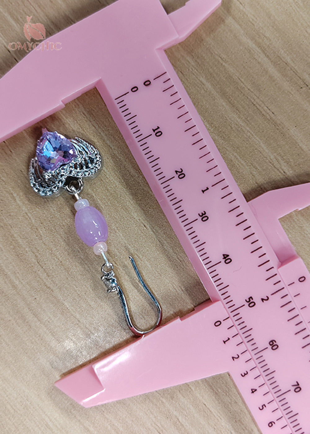 Beautiful Purple Heart-shaped Gem Stone Drop Earrings