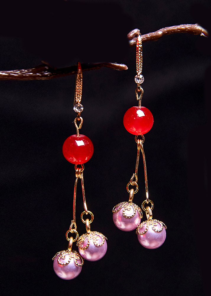 Beautiful Purple Pearl Zircon Drop Earrings - Omychic