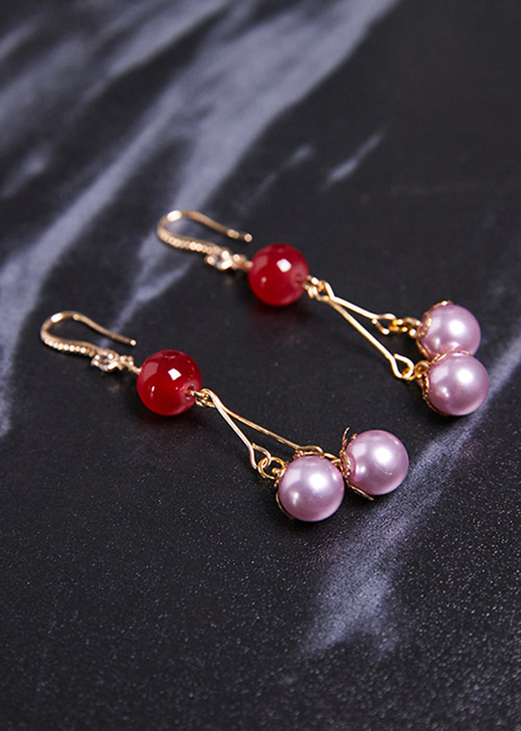 Beautiful Purple Pearl Zircon Drop Earrings - Omychic