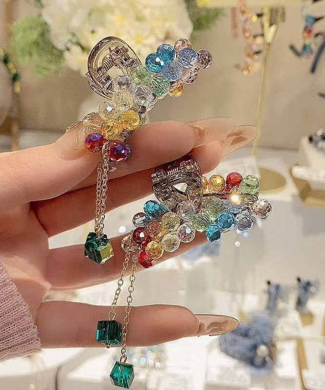 Beautiful Rainbow Acrylic Crystal Tassel A Pair Hairpin