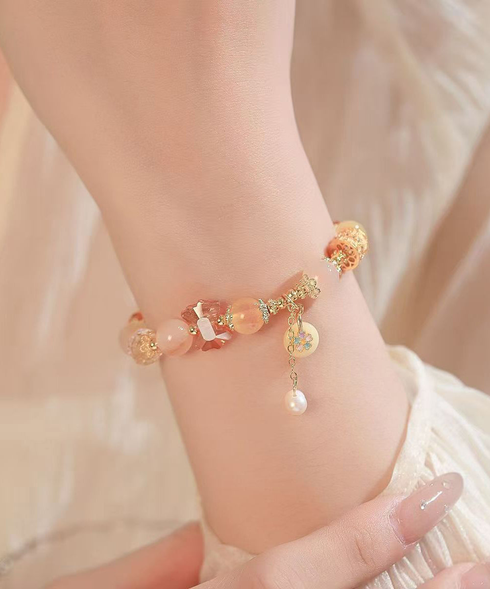 Beautiful Rainbow Alloy Beading Crystal PearlCharm Bracelet