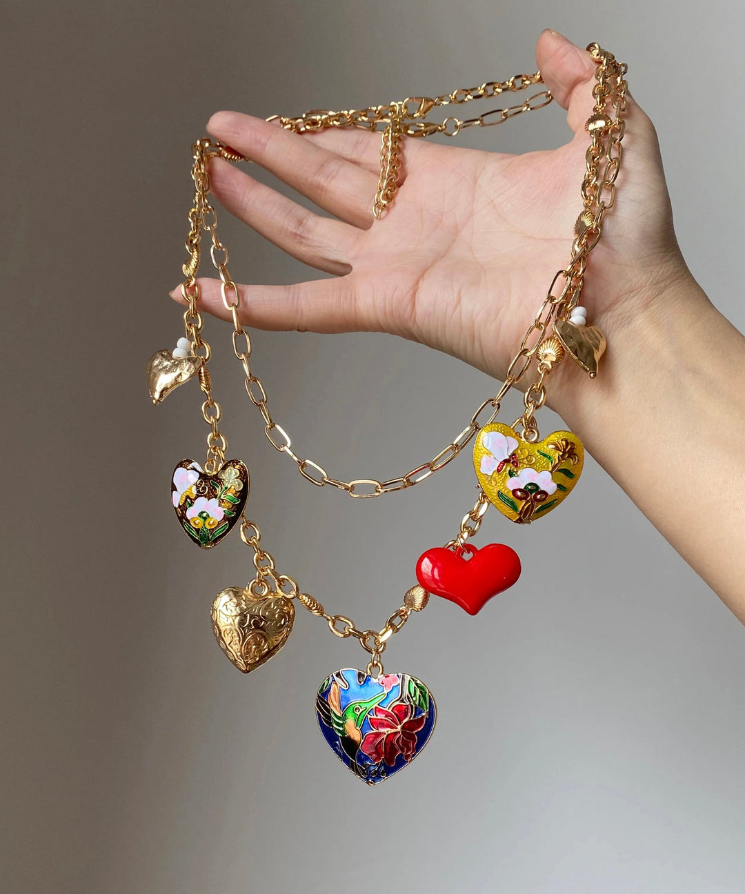 Beautiful Rainbow Copper Alloy Love Floral Pendant Necklace