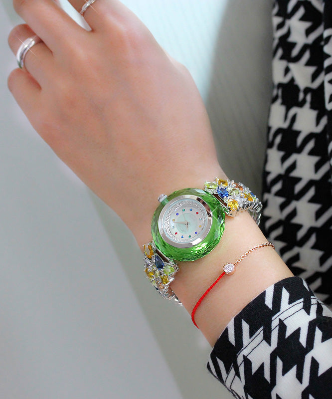 Beautiful Rainbow Copper Zircon Crystal Tempered Glass Quartz Movement Watch