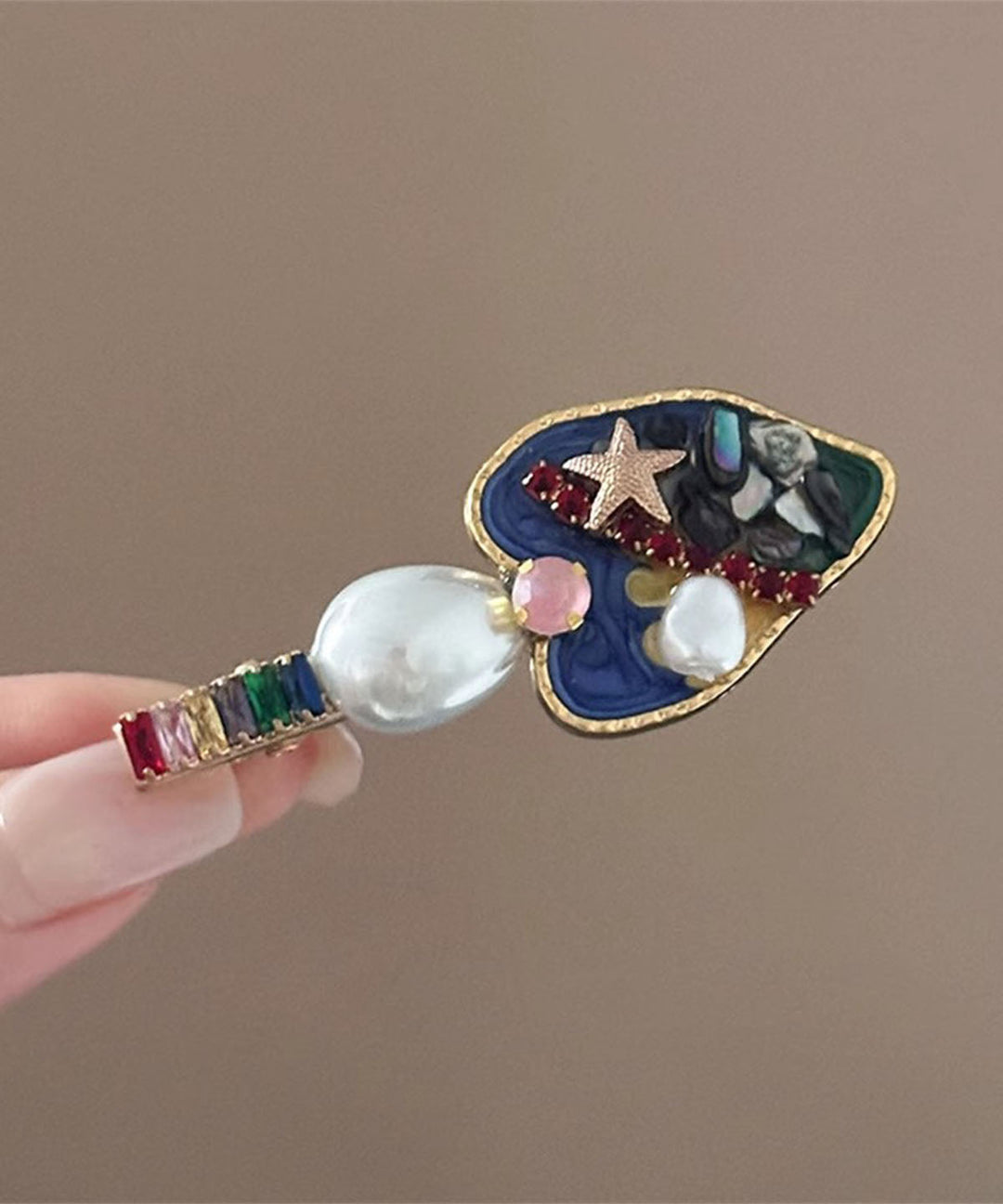 Beautiful Rainbow Metal Love Pearl Hairpin