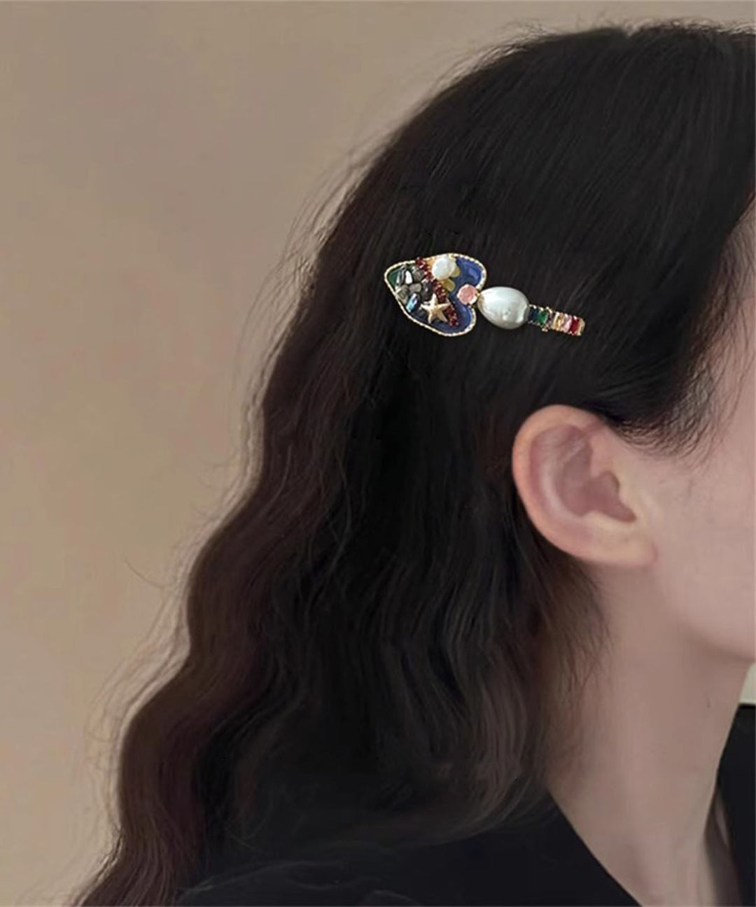 Beautiful Rainbow Metal Love Pearl Hairpin