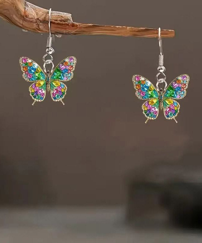 Beautiful Rainbow Stainless Steel Acrylic Butterfly Drop Earrings