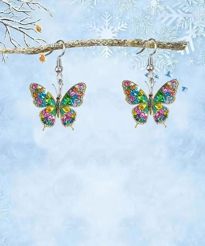Beautiful Rainbow Stainless Steel Acrylic Butterfly Drop Earrings