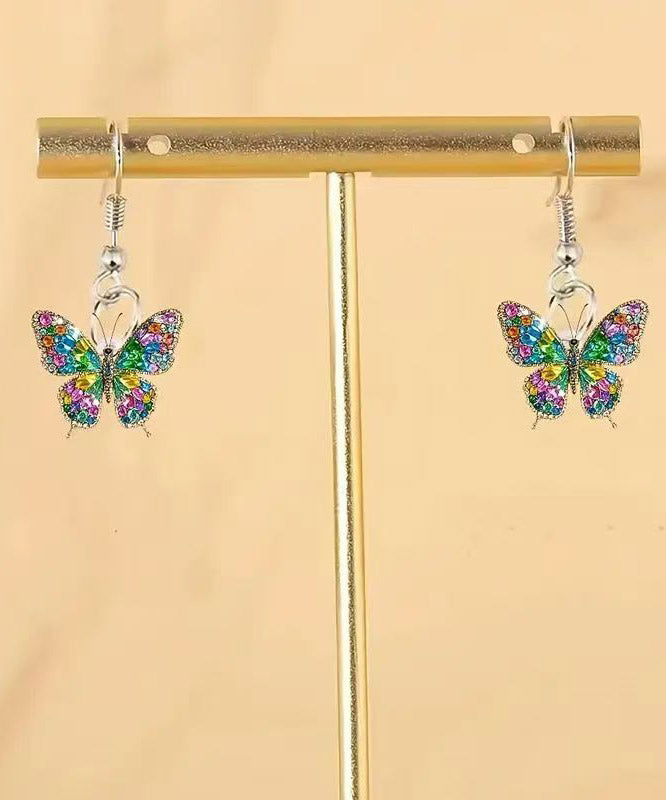 Beautiful Rainbow Stainless Steel Acrylic Butterfly Drop Earrings