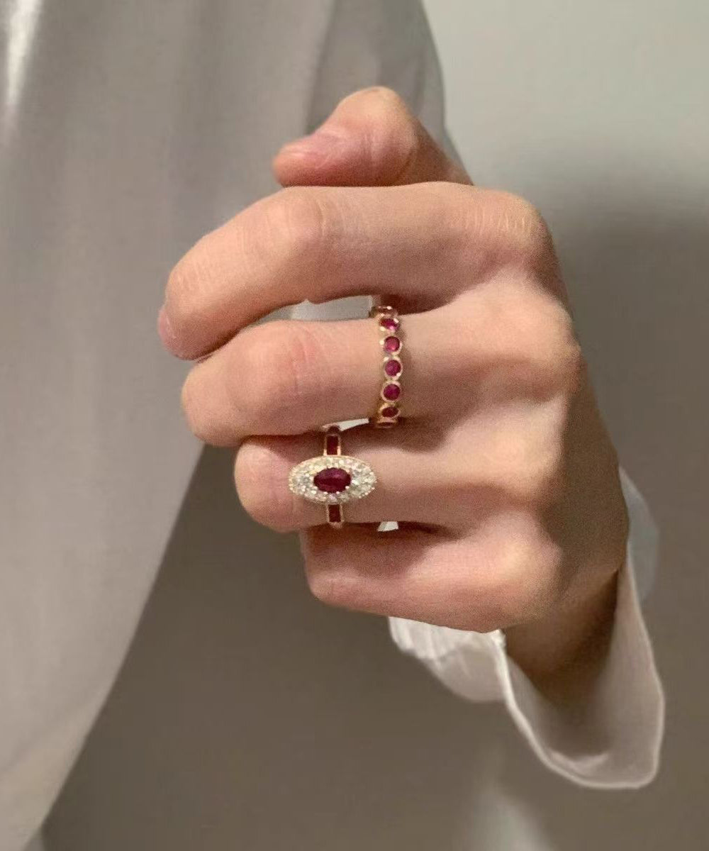 Beautiful Red Copper Zircon Gem Stone Open Rings