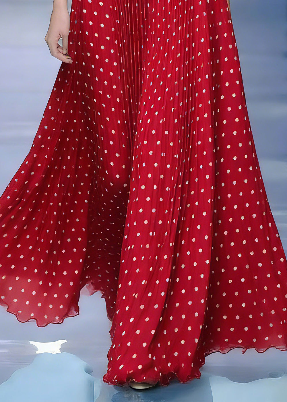 Beautiful Red Elastic Waist Dot Maxi Skirts Summer - Omychic