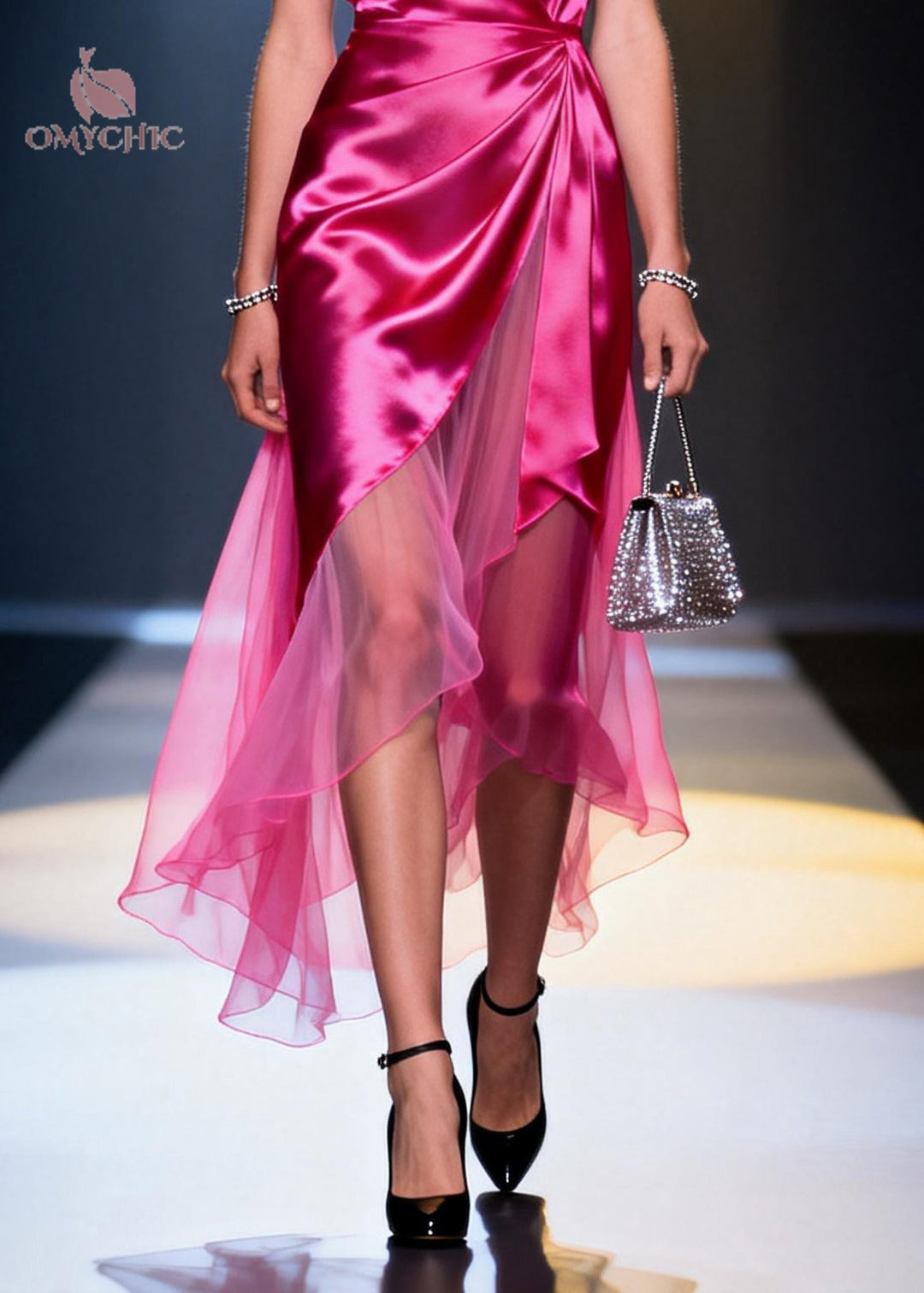 Beautiful Rose Asymmetrical Patchwork Tulle Holiday Dress Summer