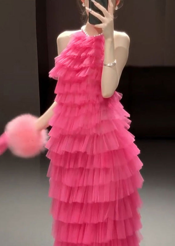 Beautiful Rose Backless Solid Pleated Dresses Sleeveless