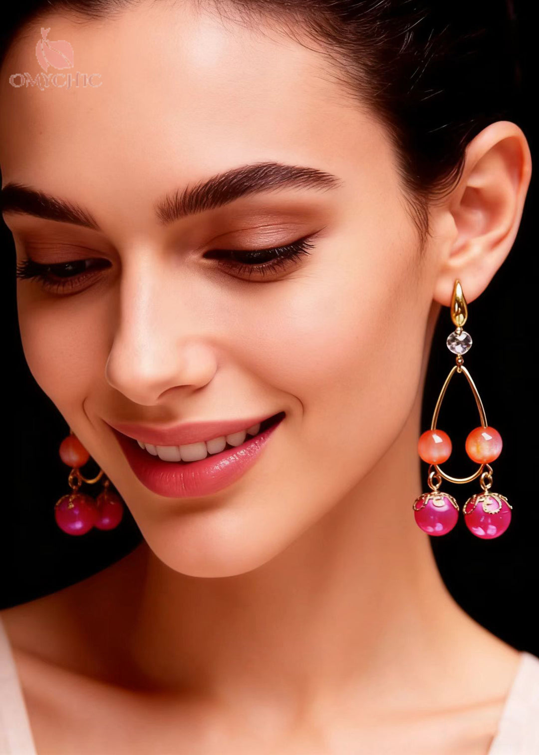 Beautiful Rose Pearl Original Design Drop Earrings