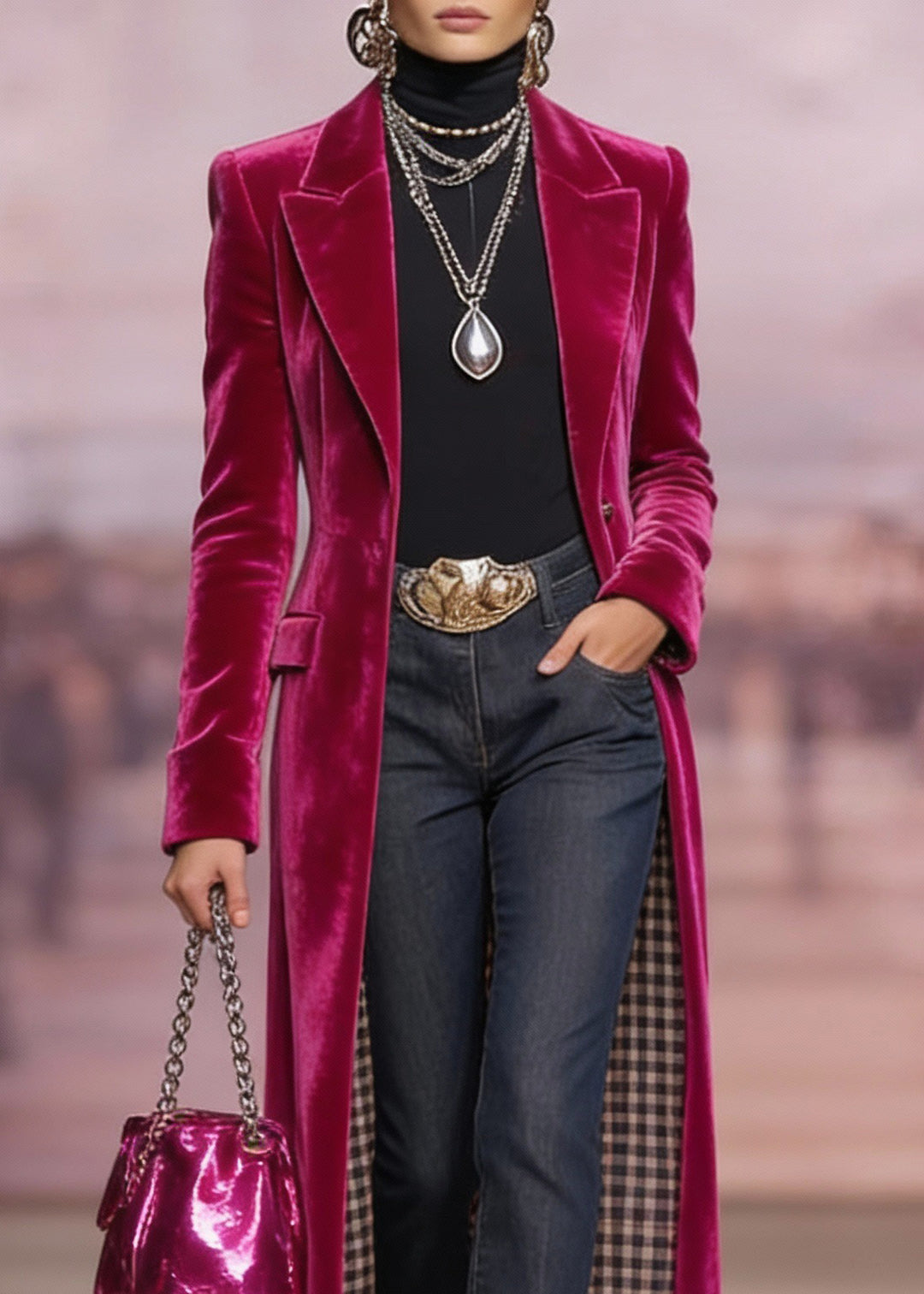 Beautiful Rose Peter Pan Collar Pockets Velvet Coats Spring