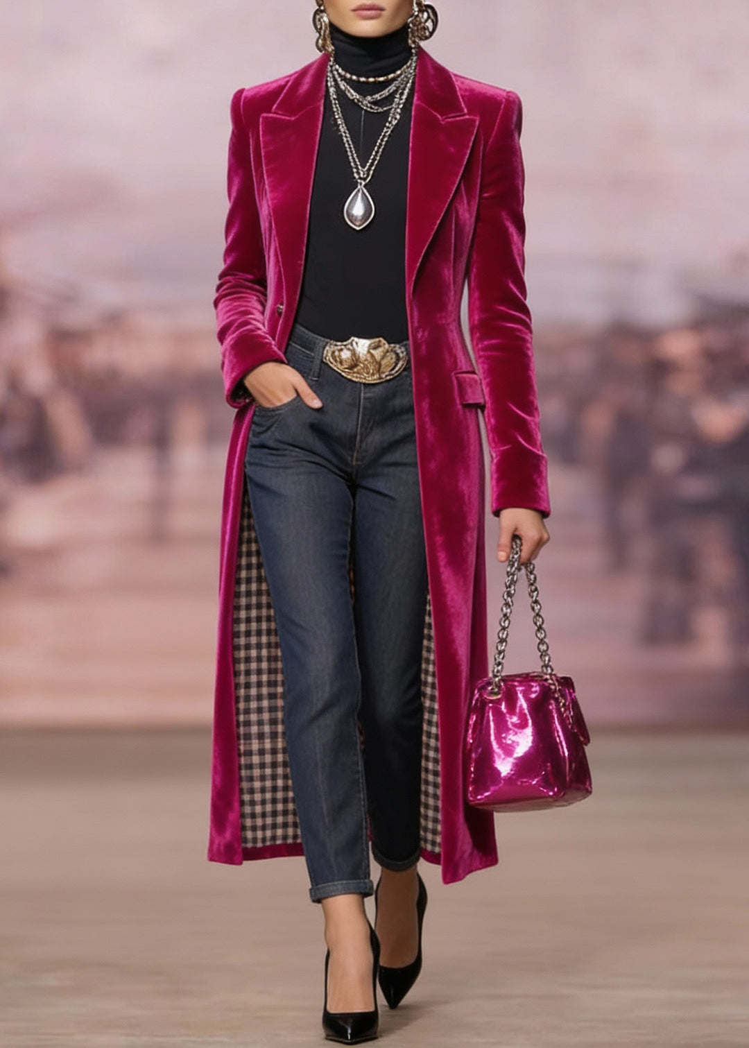 Beautiful Rose Peter Pan Collar Pockets Velvet Coats Spring