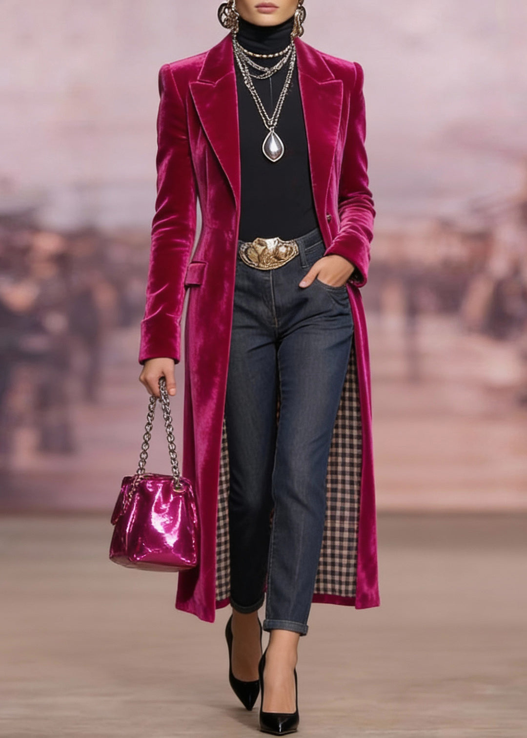 Beautiful Rose Peter Pan Collar Pockets Velvet Coats Spring