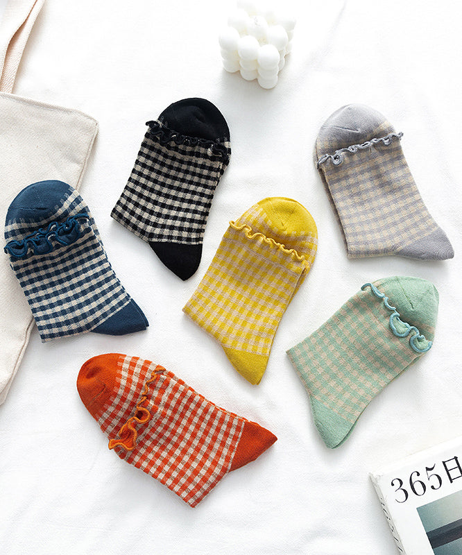 Beautiful Ruffled Plaid Cotton Crew Socks
