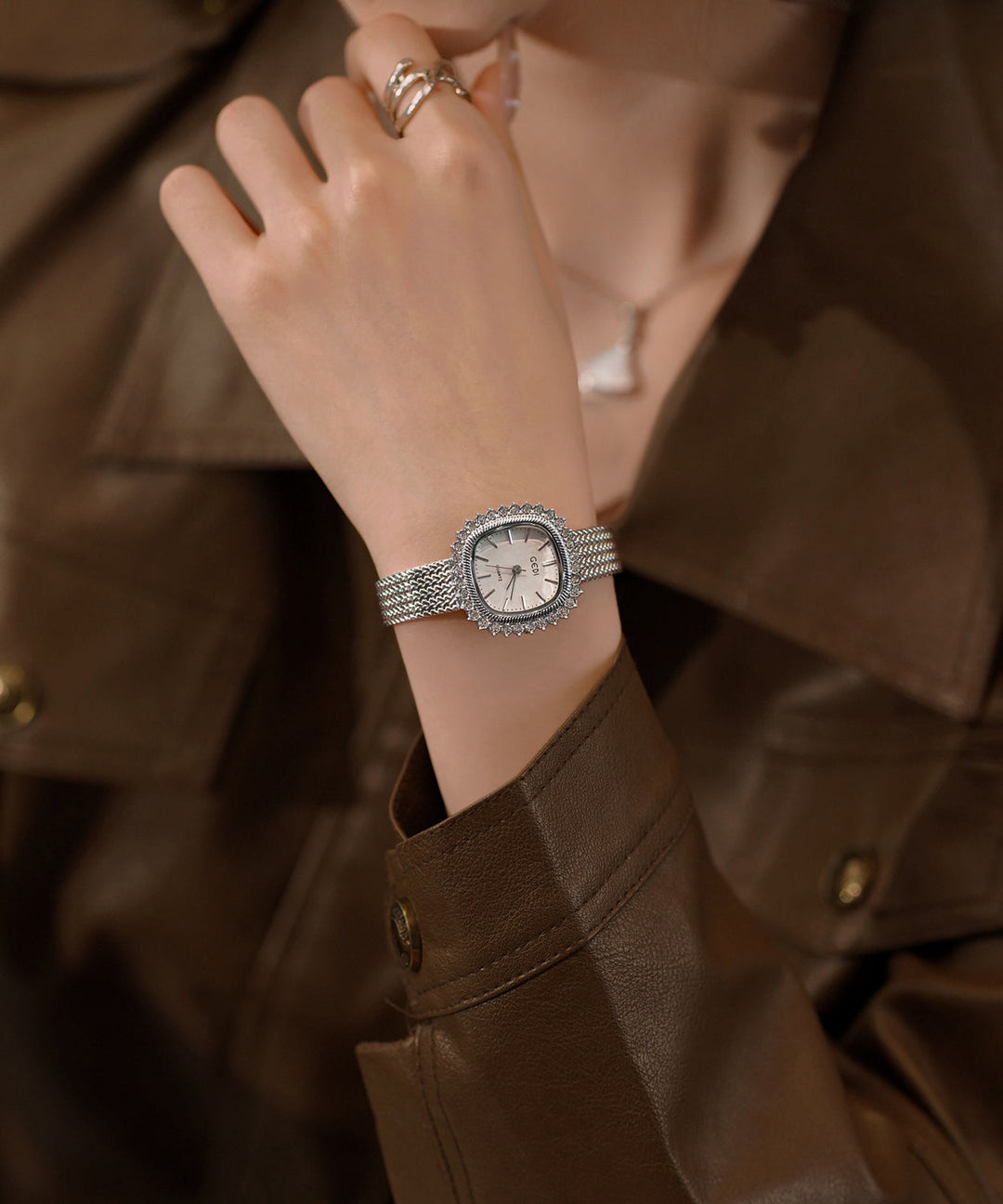 Beautiful Silk Stainless Steel Tempered Glass Ear Of Wheat Watches