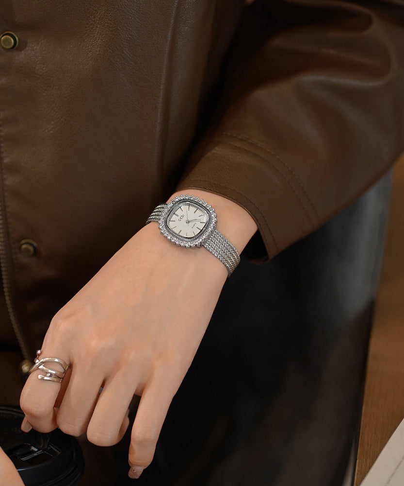 Beautiful Silk Stainless Steel Tempered Glass Ear Of Wheat Watches