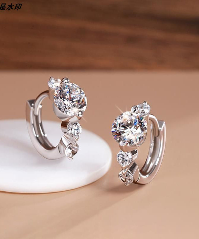 Beautiful Silk Sterling Silver Zircon Stud Earrings