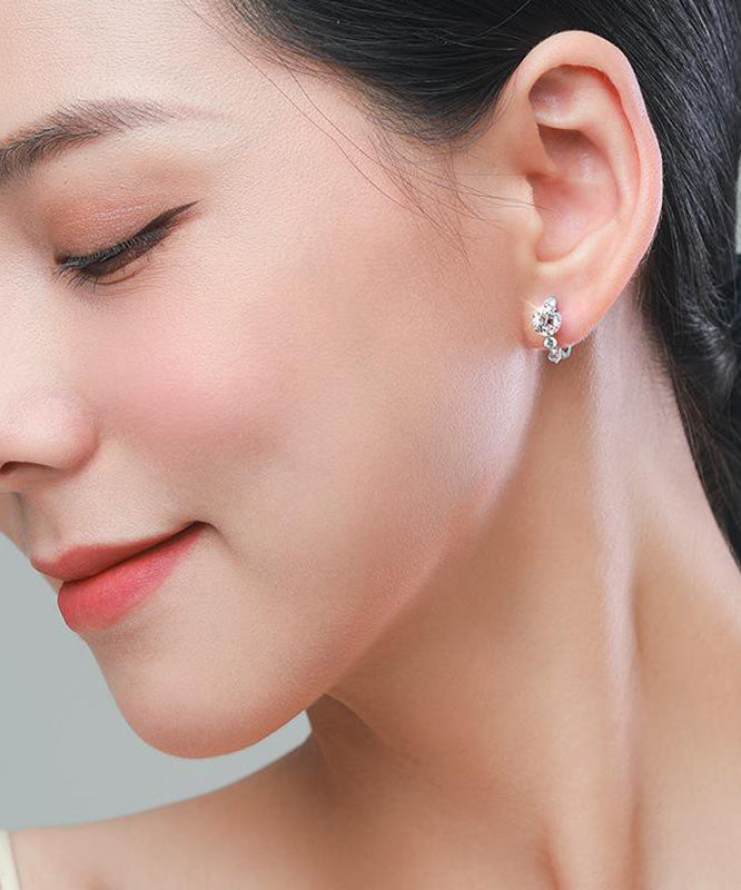 Beautiful Silk Sterling Silver Zircon Stud Earrings
