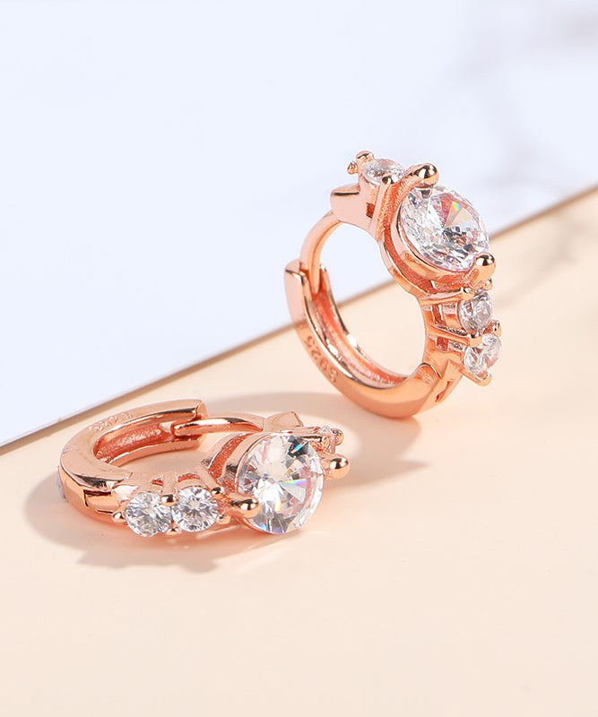 Beautiful Silk Sterling Silver Zircon Stud Earrings