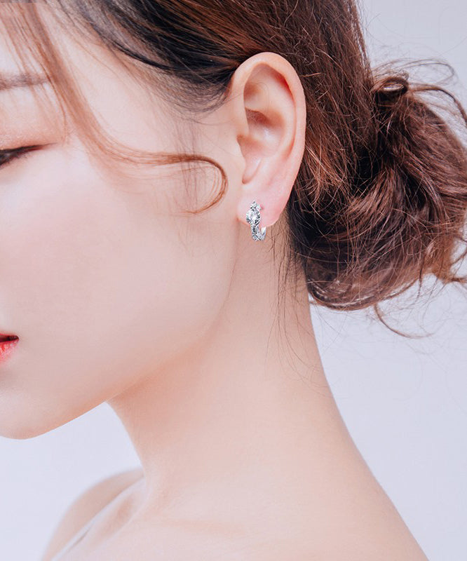 Beautiful Silk Sterling Silver Zircon Stud Earrings
