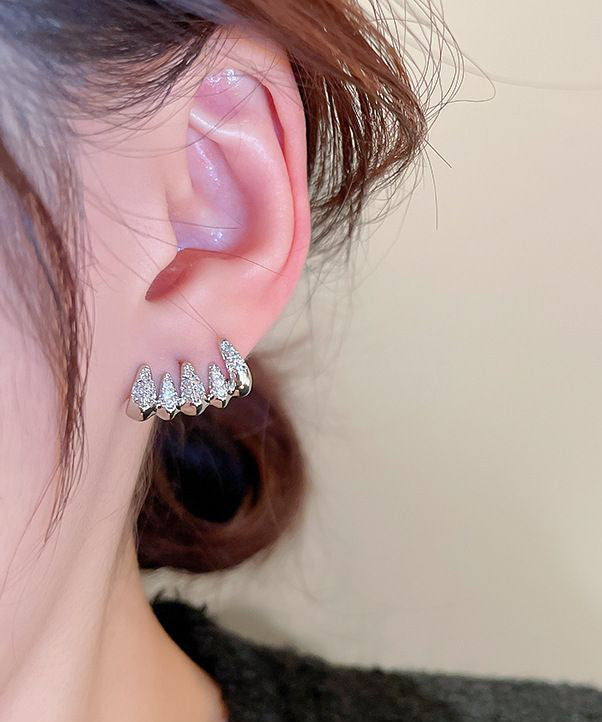 Beautiful Silver Zircon Stylish Stud Earrings