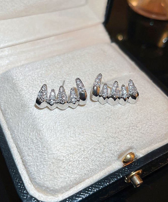 Beautiful Silver Zircon Stylish Stud Earrings