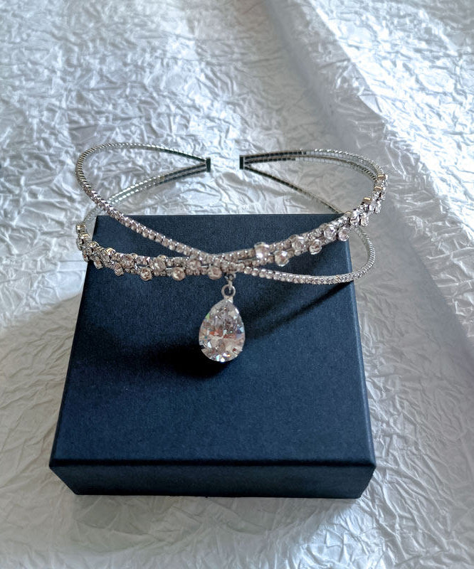 Beautiful Silvery Sparkling Zircon Choker - Omychic