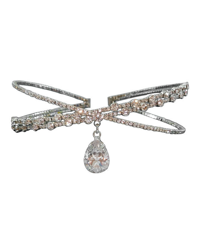 Beautiful Silvery Sparkling Zircon Choker - Omychic