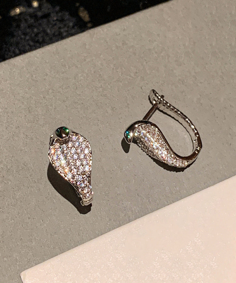 Beautiful Silvery Zircon Sparkling Stud Earrings - Omychic